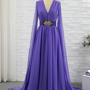 Robe de Soirée Violet en Mousseline