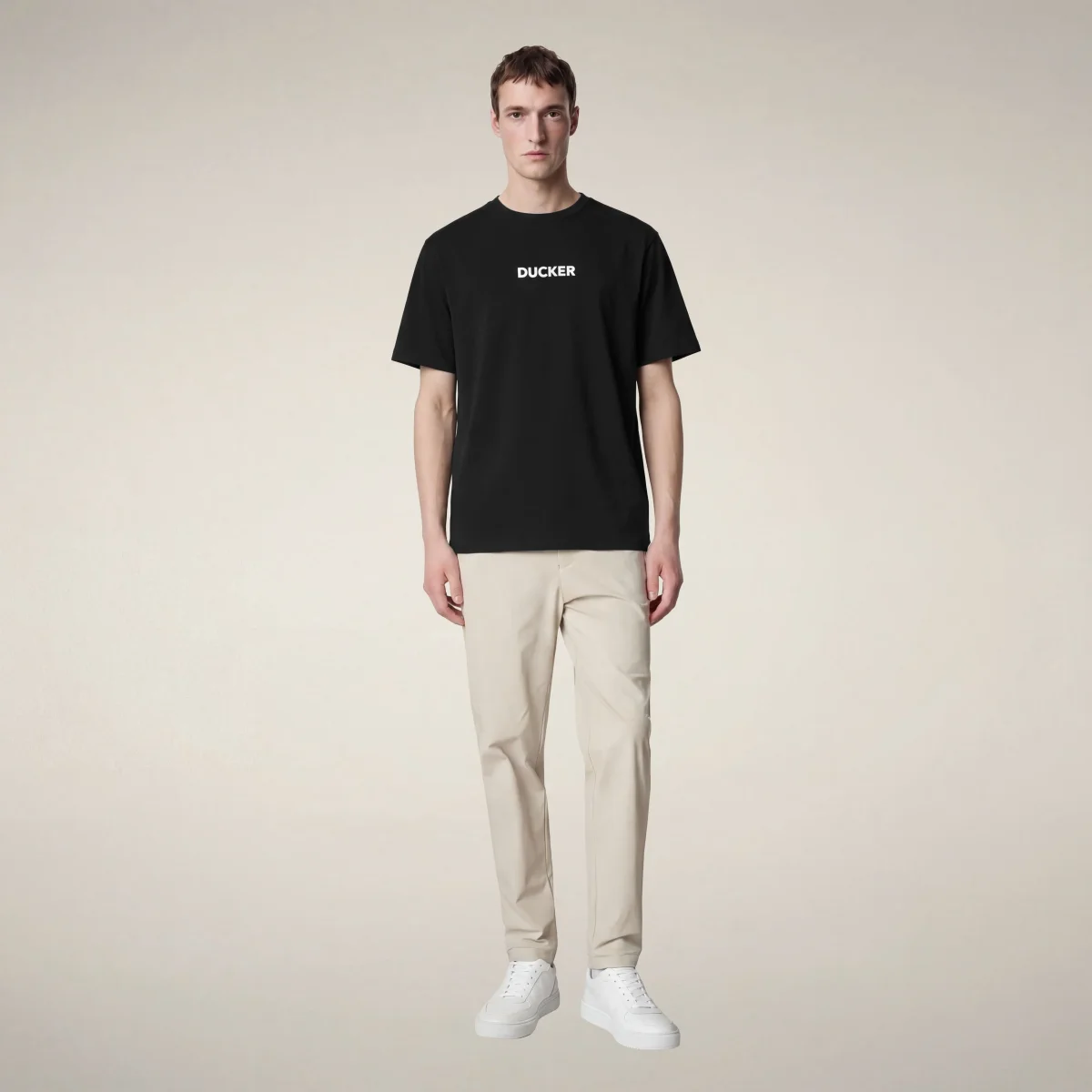 T-shirt uomo Nalo nero con stampa DUCKER