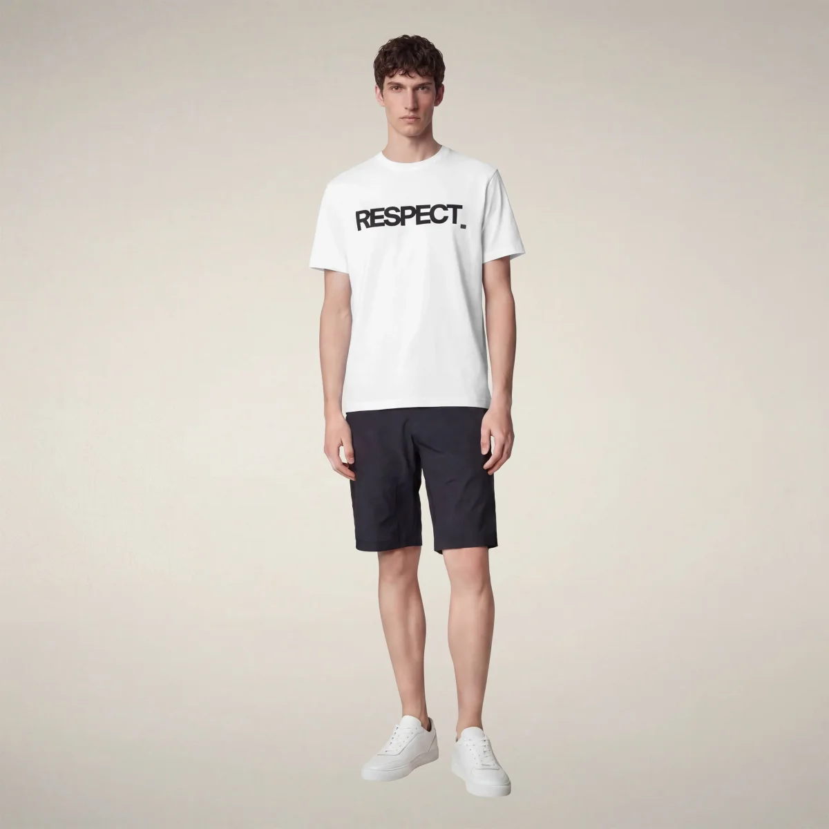 T-shirt uomo Petar bianco con stampa RESPECT_ – Image 2