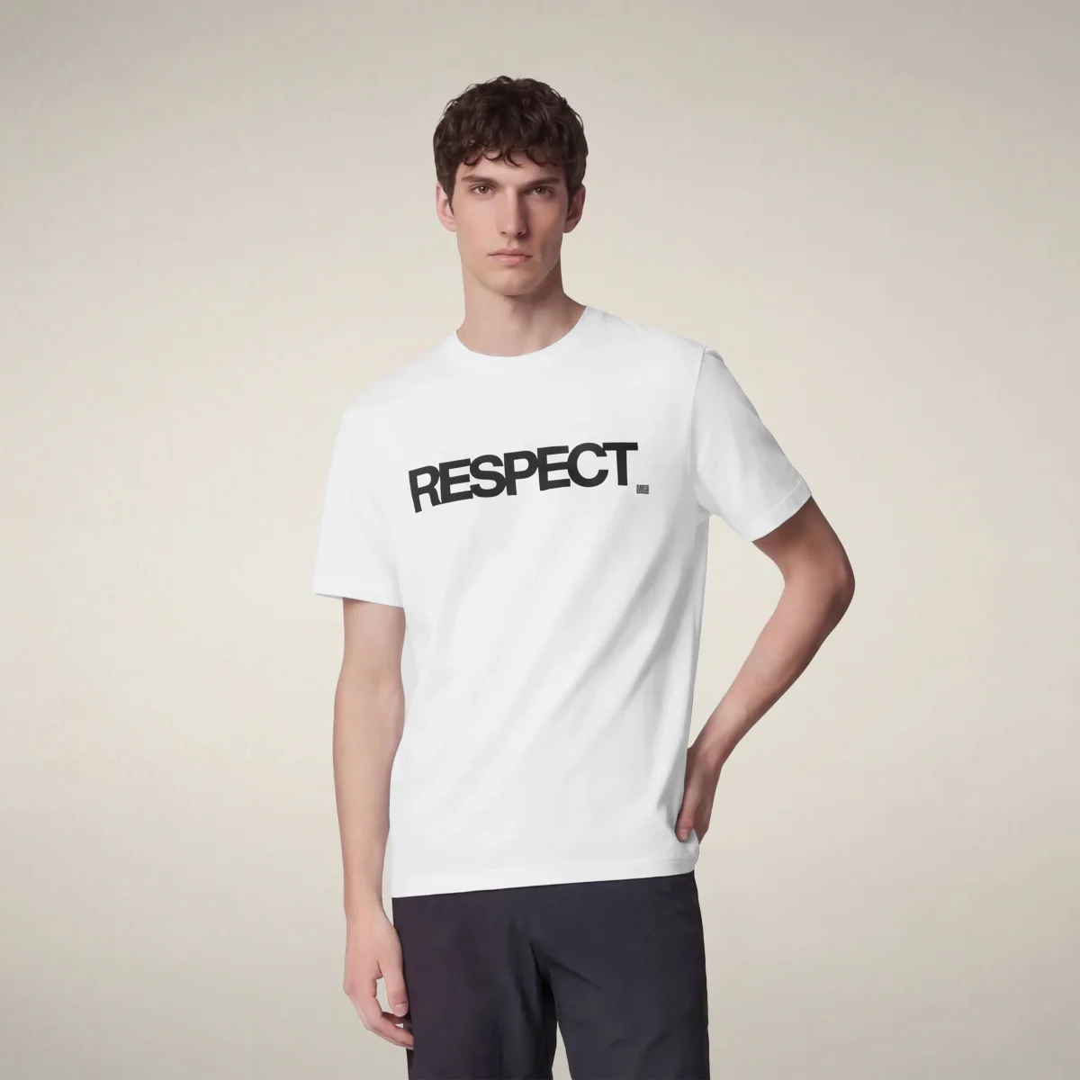 T-shirt uomo Petar bianco con stampa RESPECT_ – Image 6