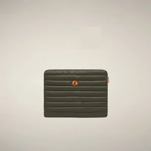 Porta PC trapuntato Vesta verde serpente