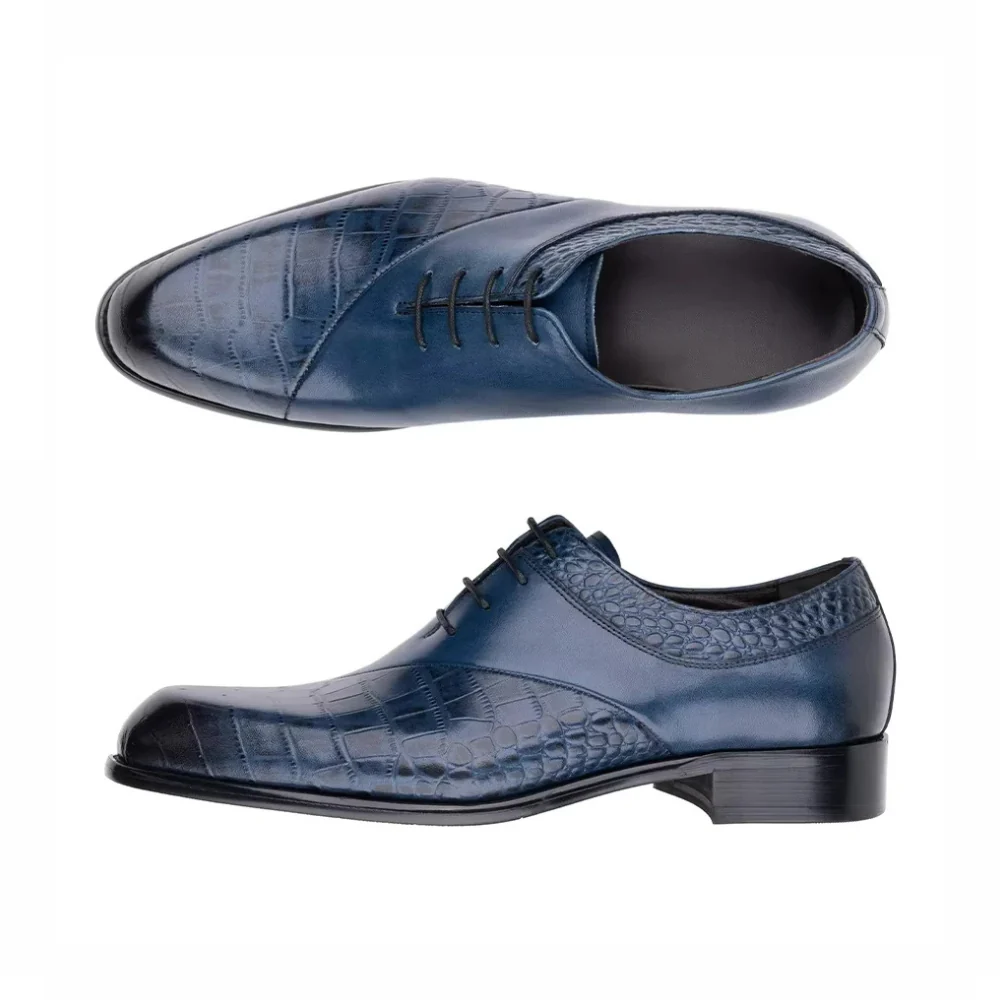 Chaussure pour costume bleu marine croco – Image 5