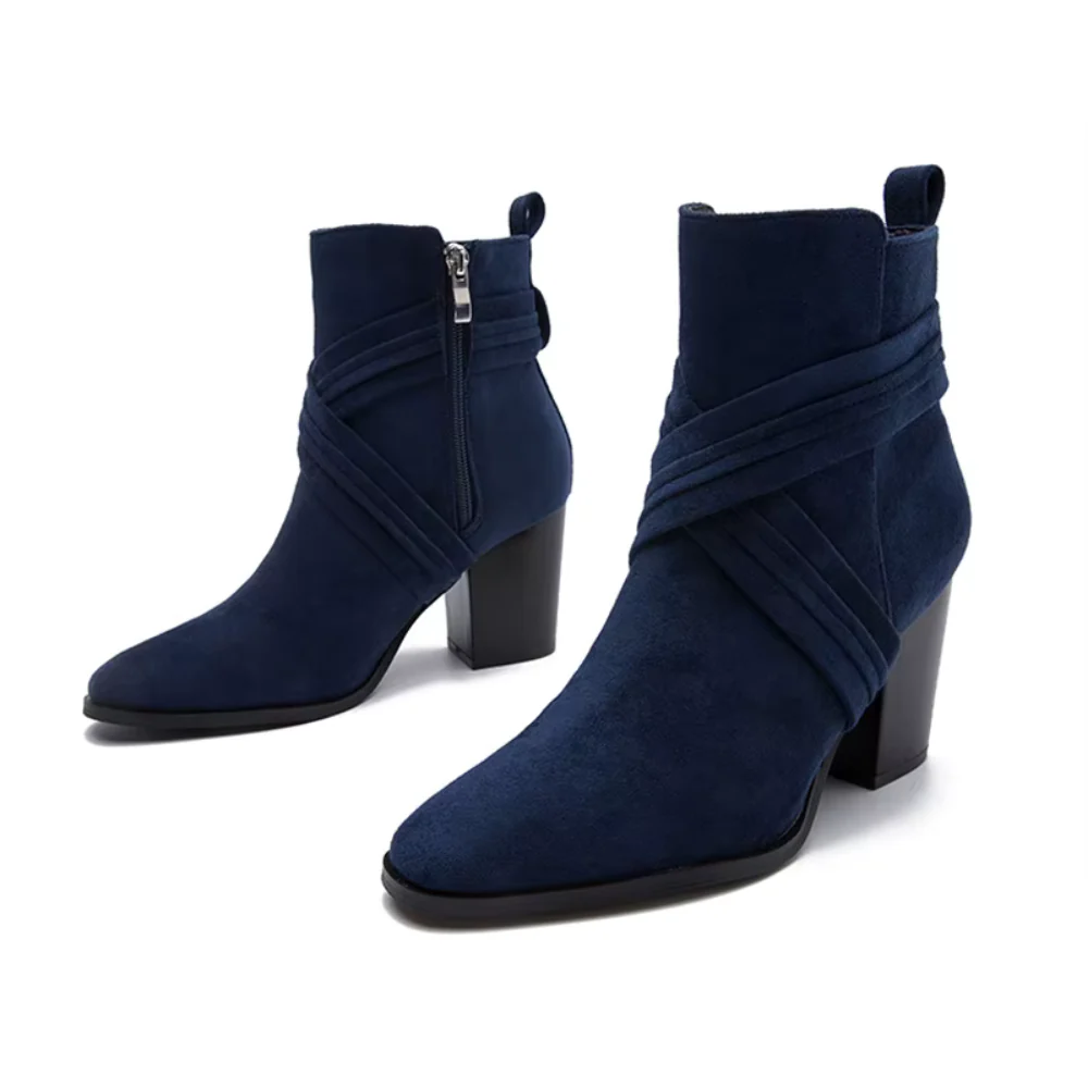 Bottines bleu marine daim – Image 4