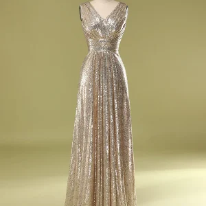 Col V en or Paillettes Promesse Demoiselle d'honneur