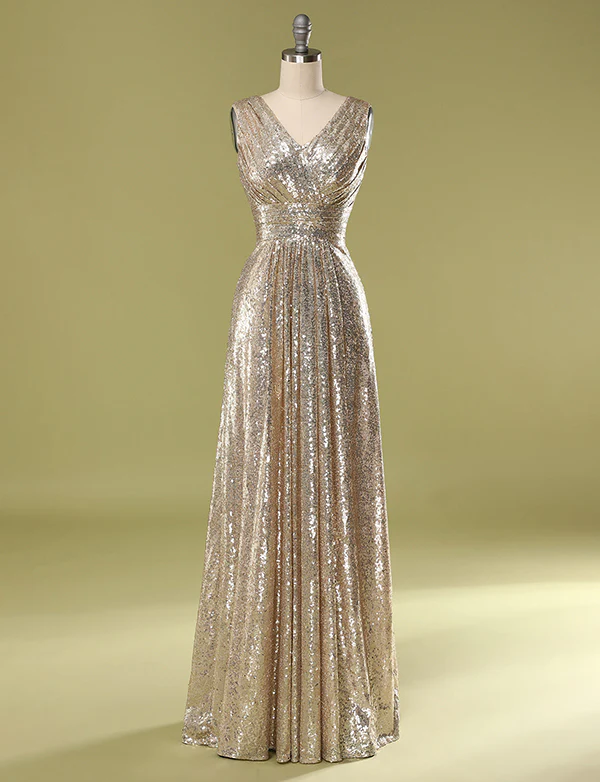 Col V en or Paillettes Promesse Demoiselle d'honneur