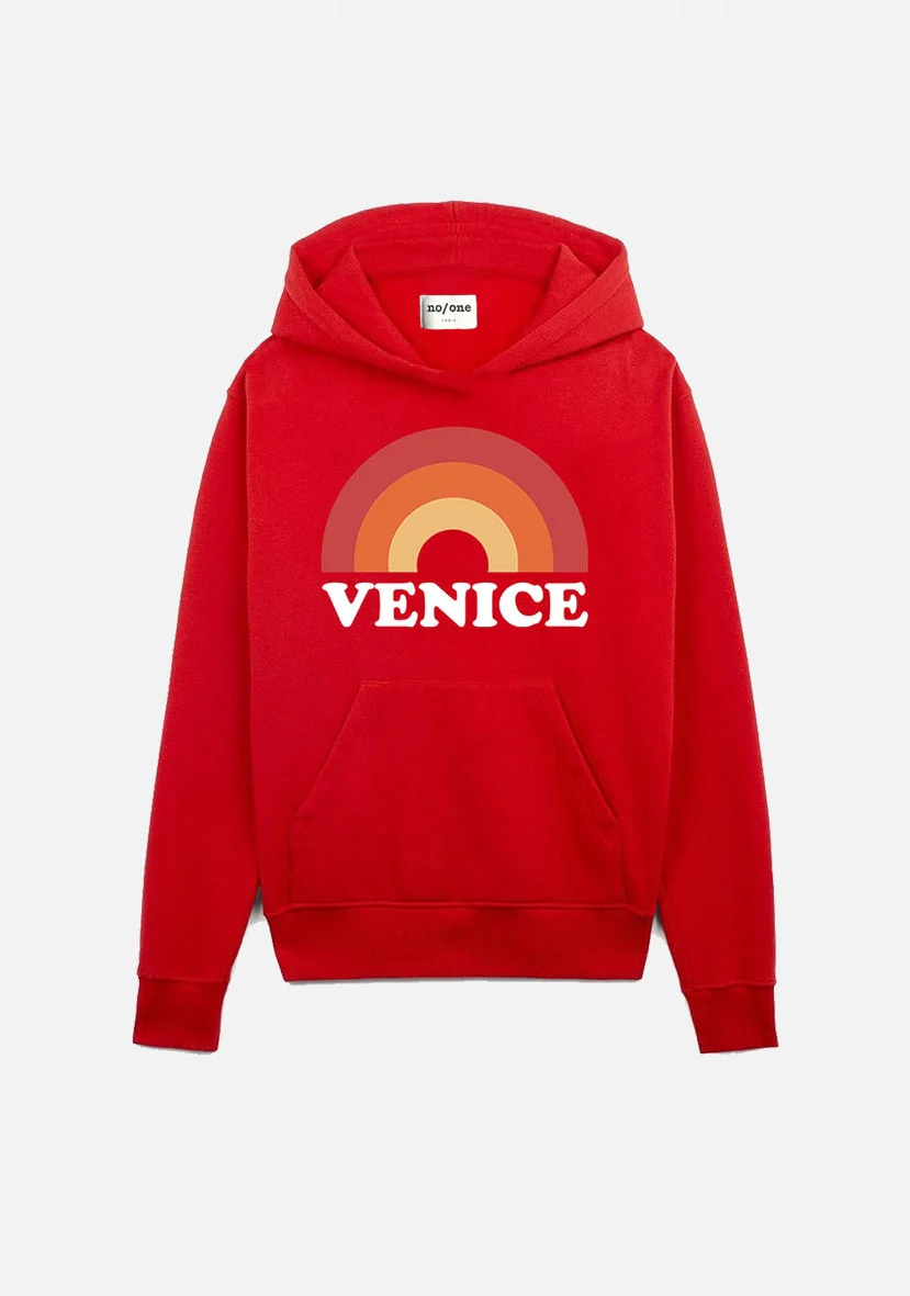 SWEAT ROUGE À CAPUCHE "VENICE"