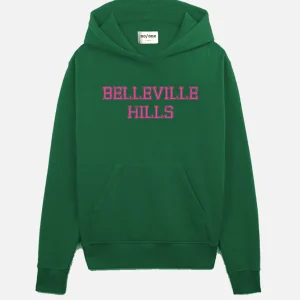 SWEAT À CAPUCHE "BELLEVILLE HILLS" TYPO ROSE