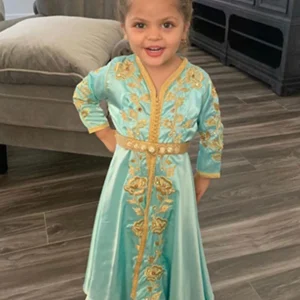 Caftan Enfant en Satin Bleu