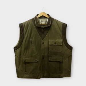 Veste sans manche cuir Verte - XL
