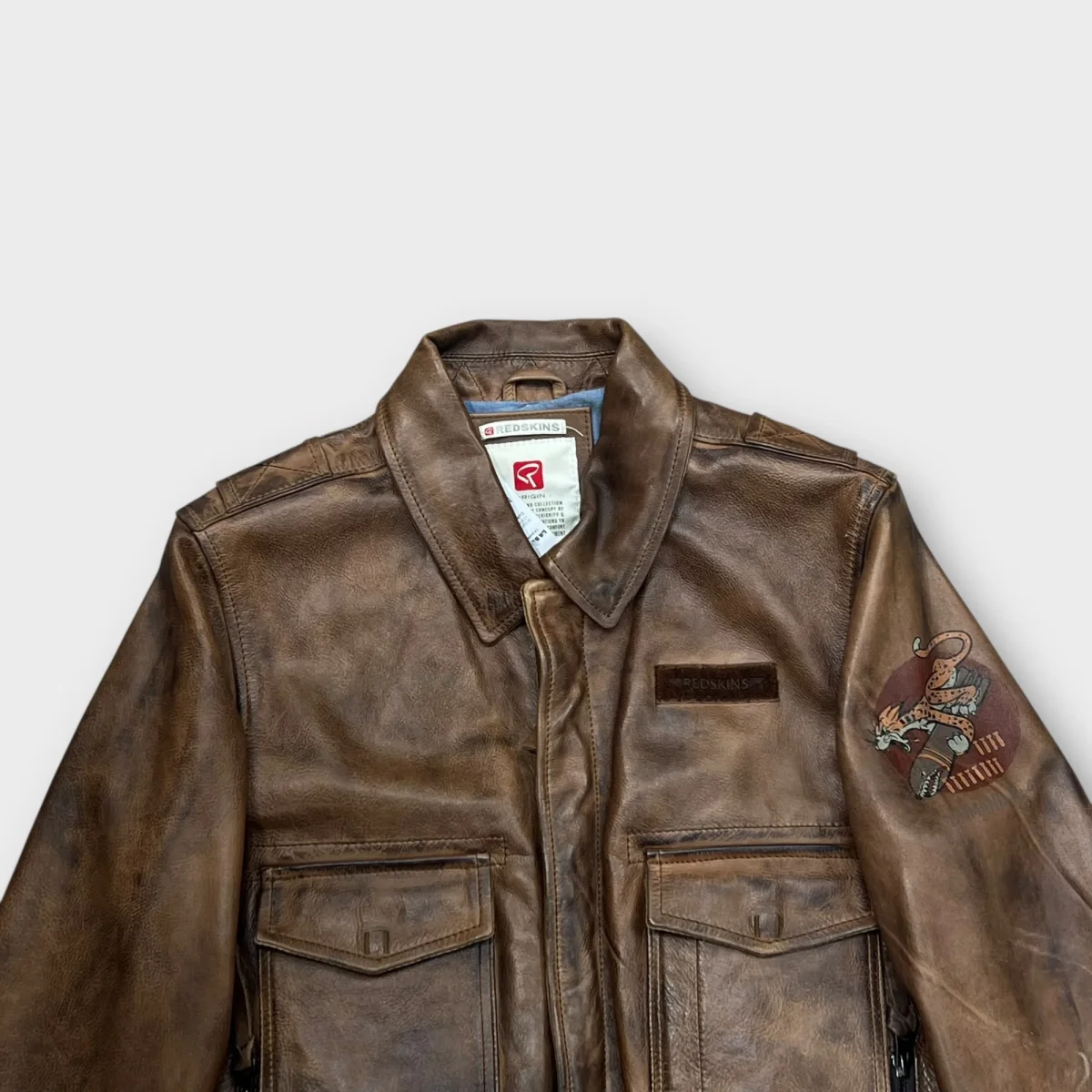 Veste en Cuir Redskins Aviateur Marron - XL (Fit L) – Image 3