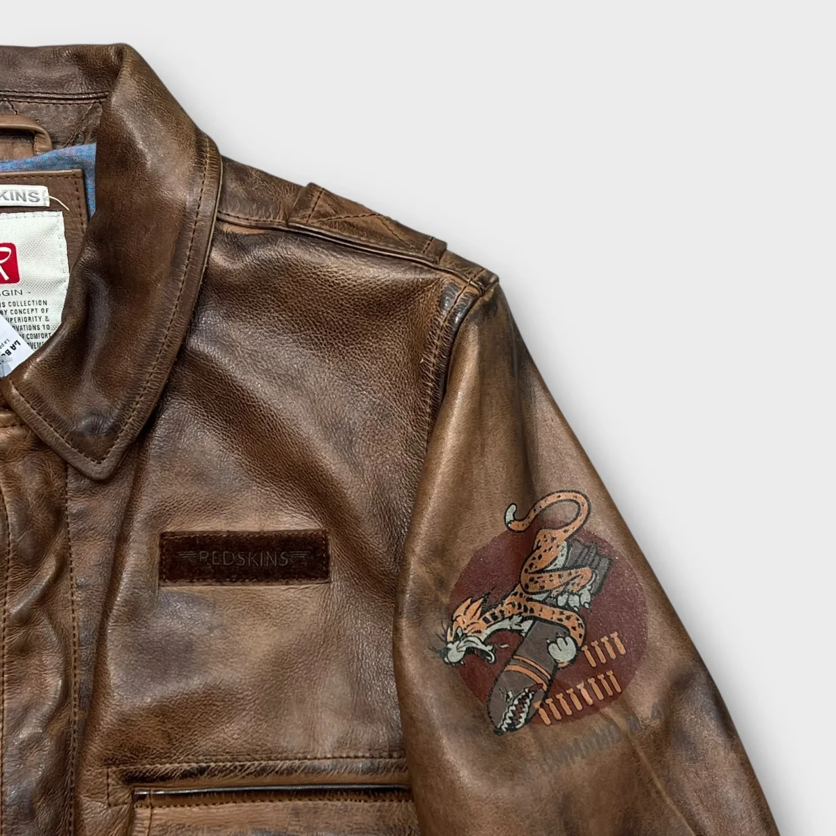 Veste en Cuir Redskins Aviateur Marron - XL (Fit L) – Image 4