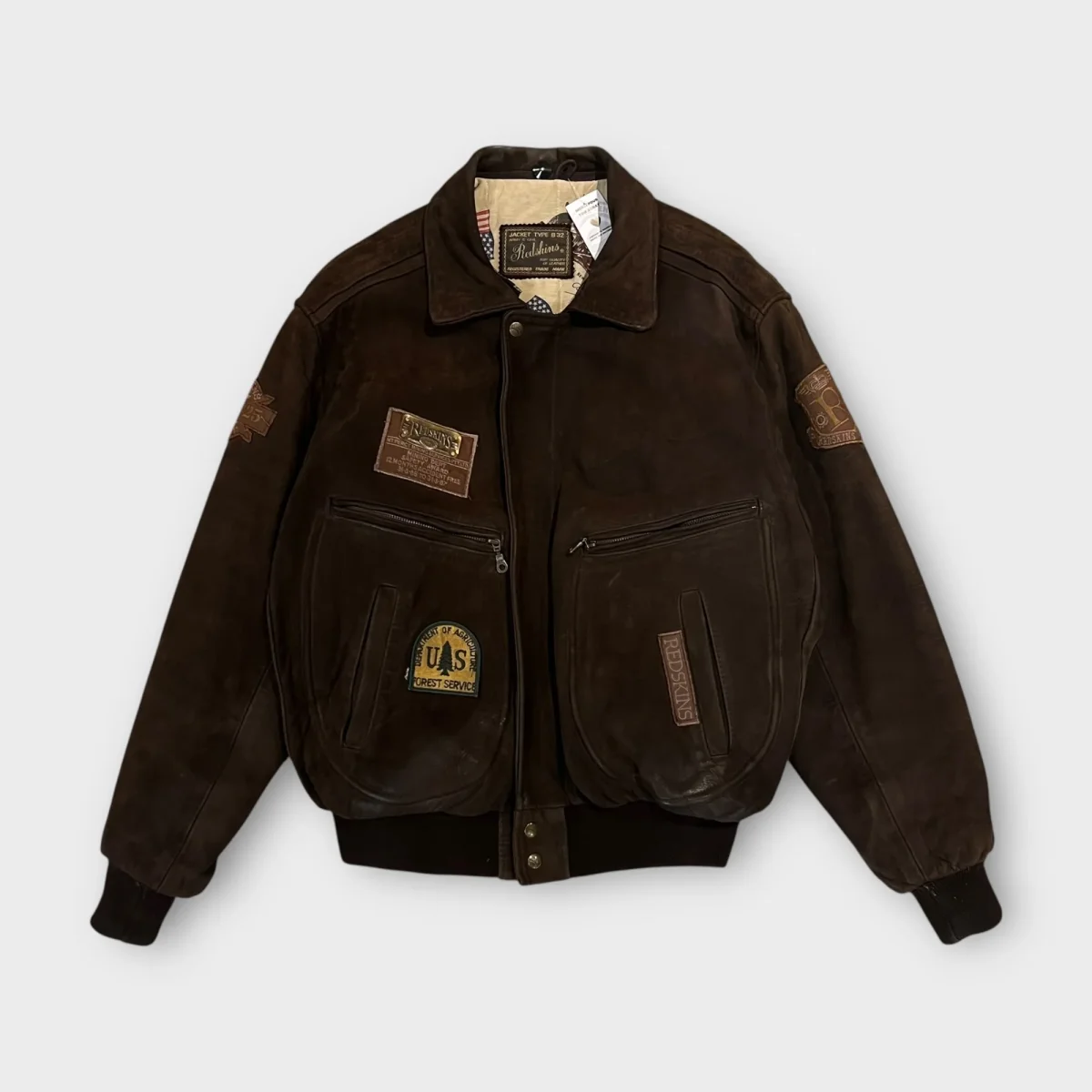 Bomber Cuir Redskins Marron - M – Image 2