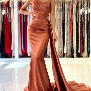 Robe de Soirée Sirène en Satin à Une Épaule