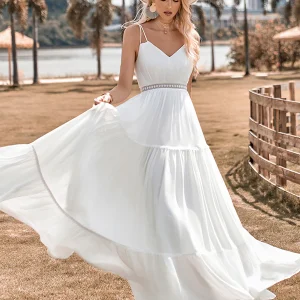Robe de mariée simple de style A-Line Long Beach