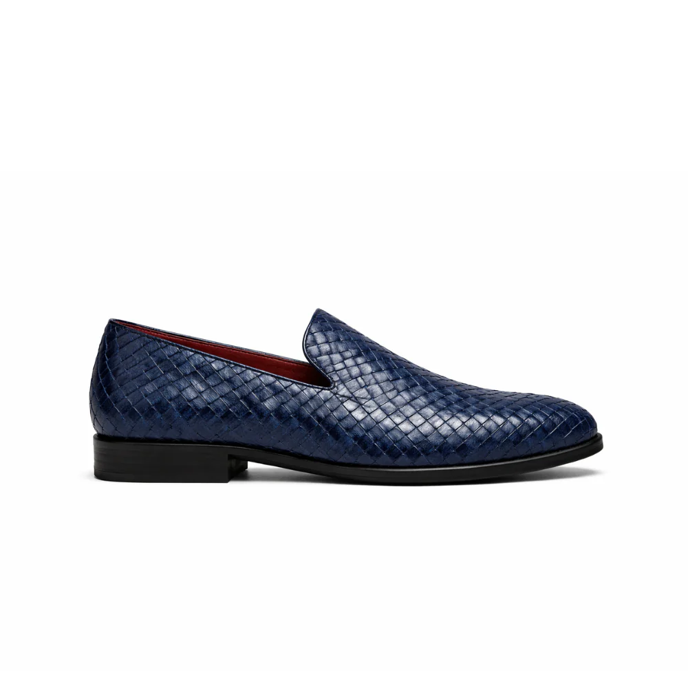 Mocassin bleu marine cuir embossé – Image 2