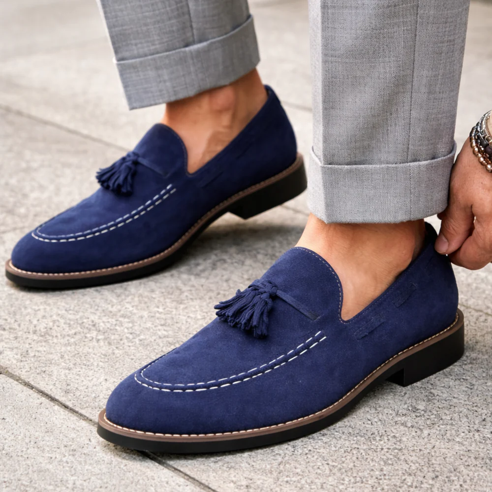Mocassin daim bleu marine homme – Image 3