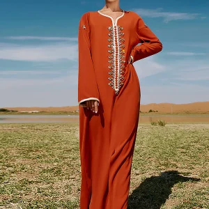 Robe Longue à Ourlet Fendu et Strass