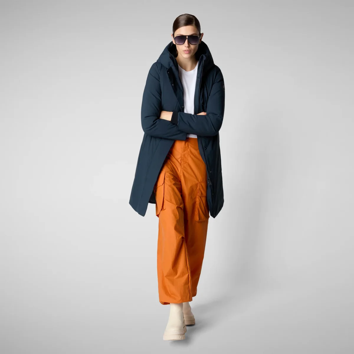 PARKA DONNA CON CAPPUCCIO SIENNA BLU NERO – Image 2