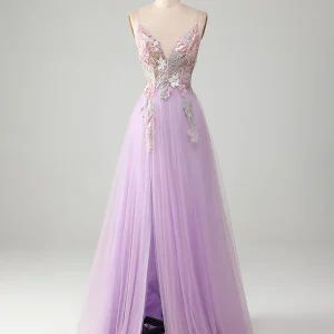 Robe de soirée longue à col en V