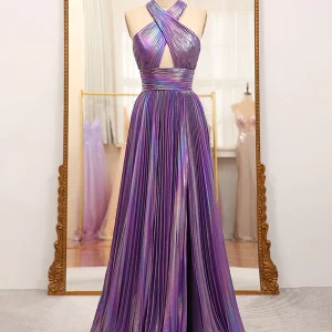 Robe de bal de fin d'année à dos nu et fendue