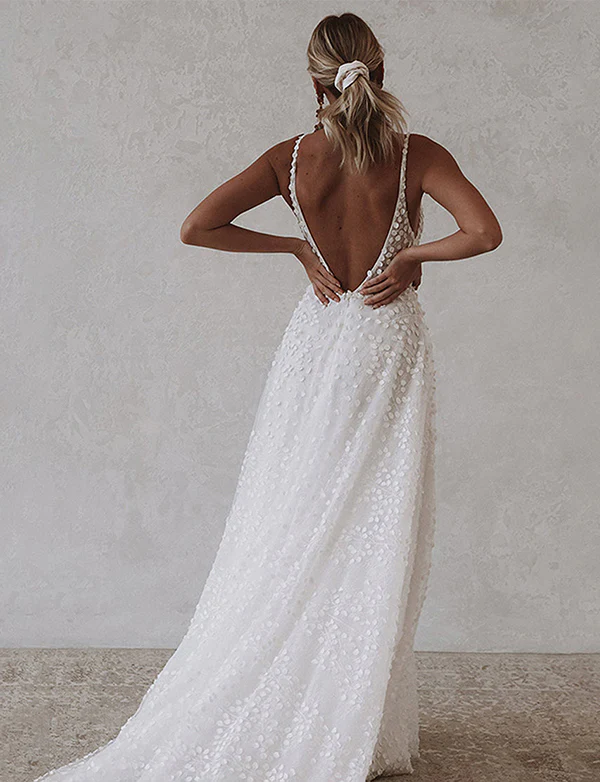 Robe de mariée boho à dos ouvert – Image 5