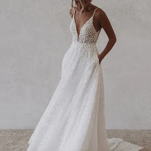 Robe de mariée boho à dos ouvert