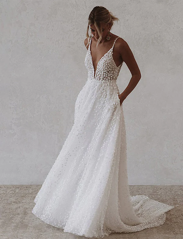Robe de mariée boho à dos ouvert – Image 2