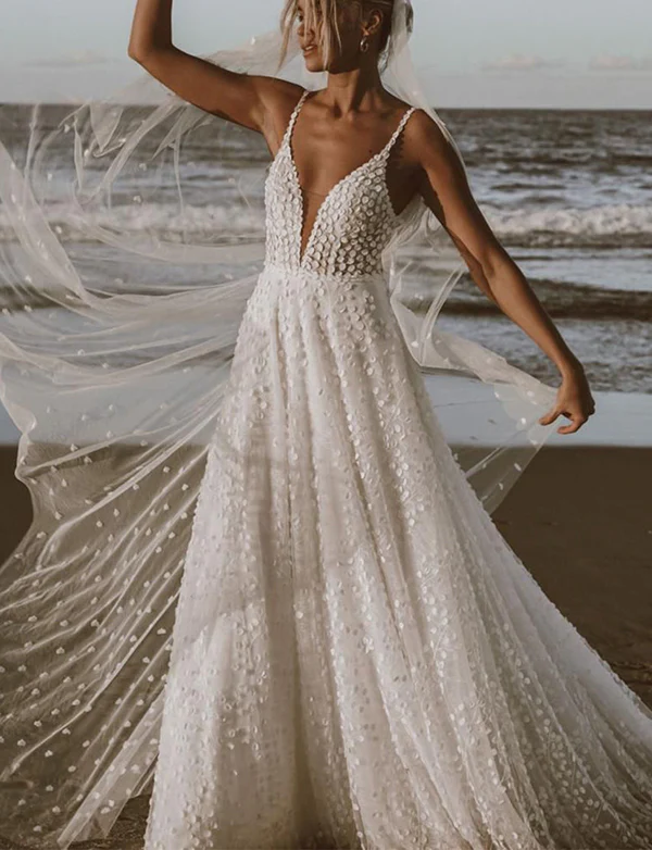 Robe de mariée boho à dos ouvert – Image 6