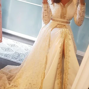 Caftan Marocain en Dentelle Blanc