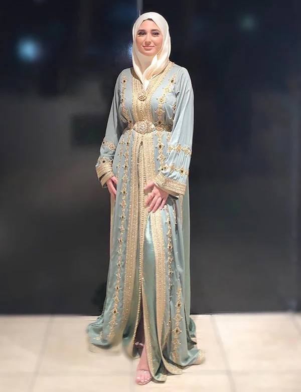 Takchita Bleu Satin Caftan – Image 3