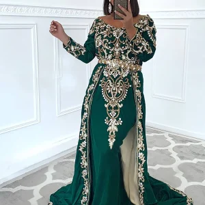Vert Robe Orientale avec Broderie