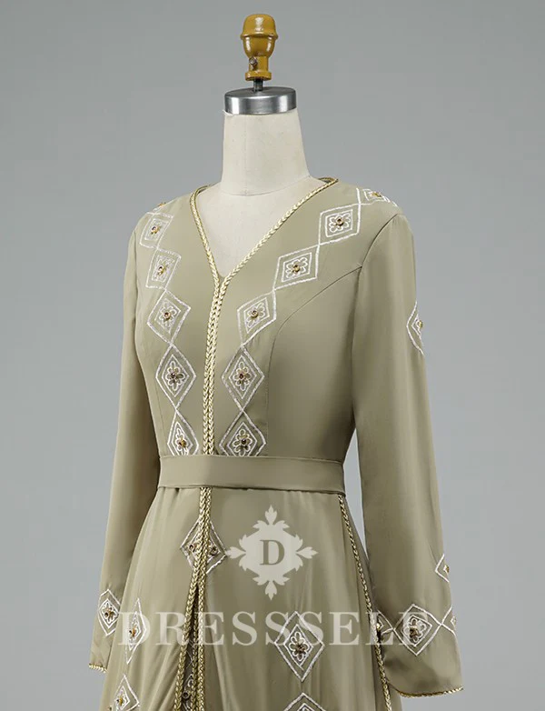 Robe de Soirée Caftan Marocain Grise – Image 7