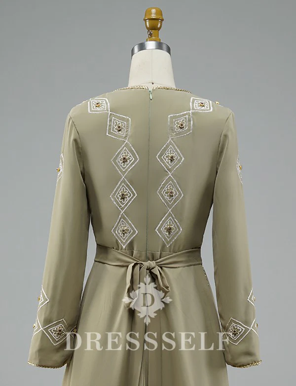 Robe de Soirée Caftan Marocain Grise – Image 8