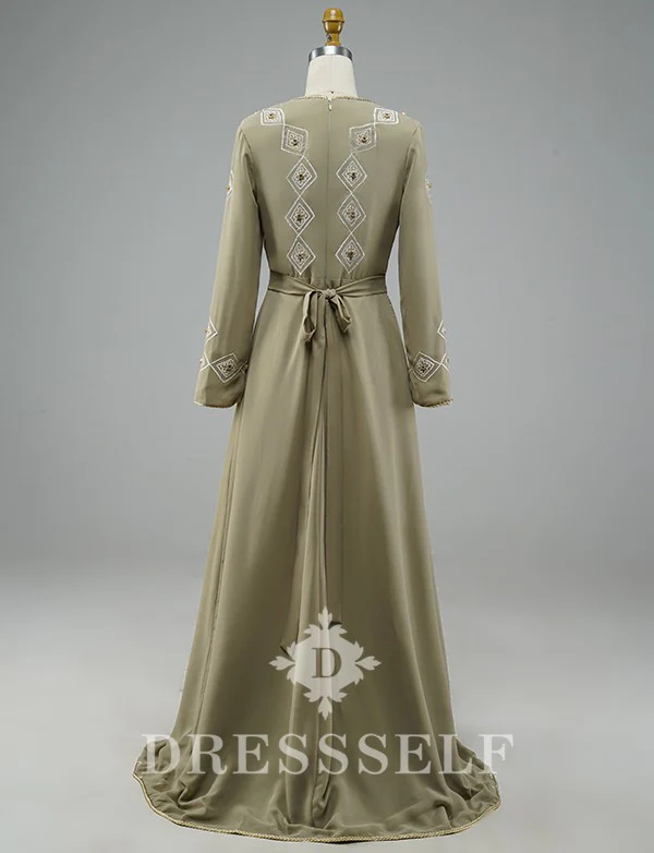 Robe de Soirée Caftan Marocain Grise – Image 4