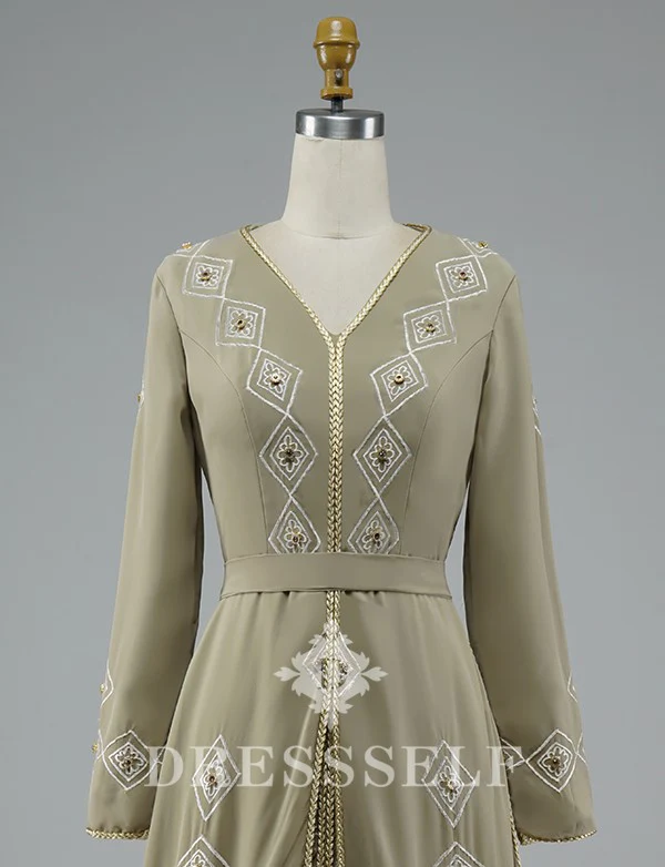 Robe de Soirée Caftan Marocain Grise – Image 5