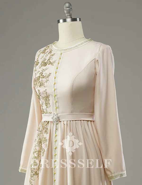 Caftan Marocain Simple Champagne – Image 6