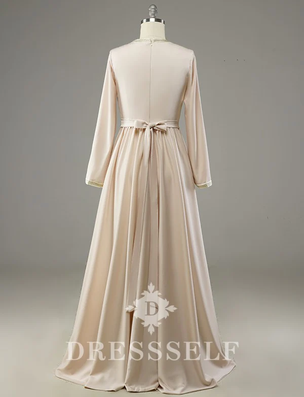 Caftan Marocain Simple Champagne – Image 4