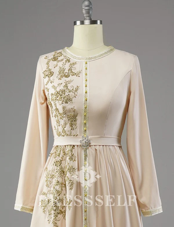 Caftan Marocain Simple Champagne – Image 5