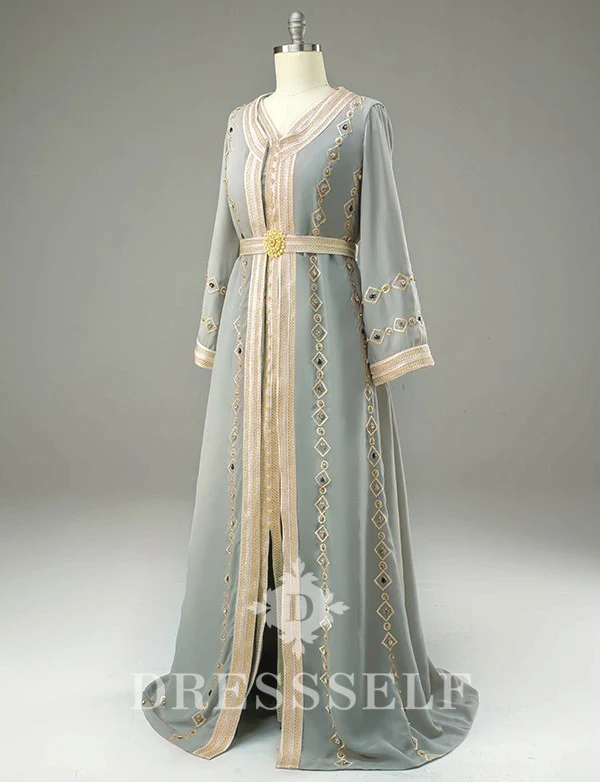 Takchita Bleu Satin Caftan – Image 5