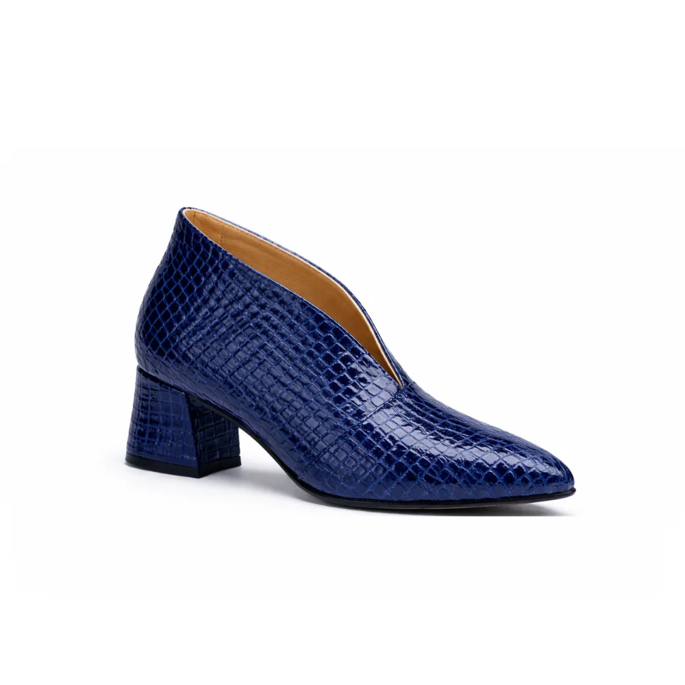Escarpin cuir bleu marine – Image 2