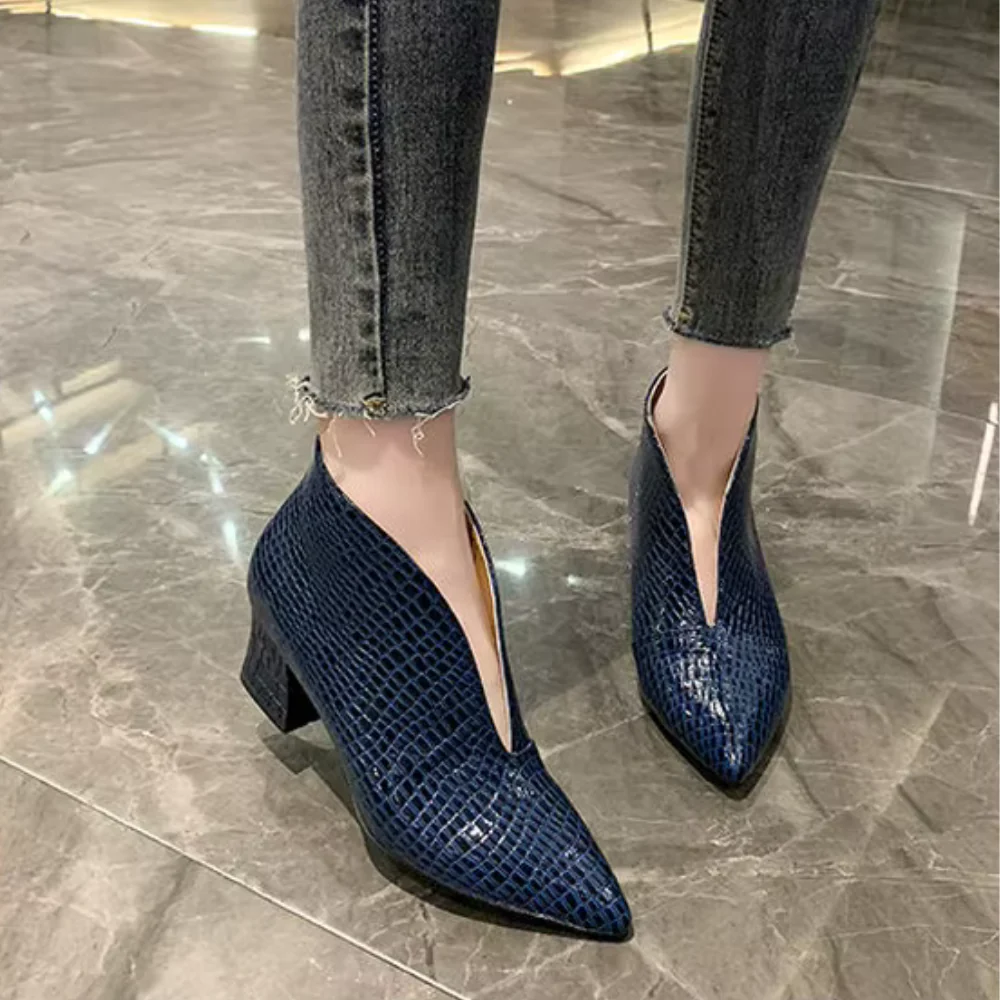 Escarpin cuir bleu marine – Image 3