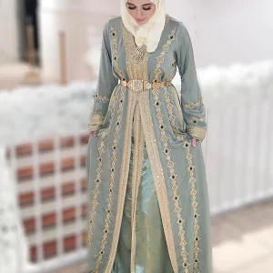 Takchita Bleu Satin Caftan