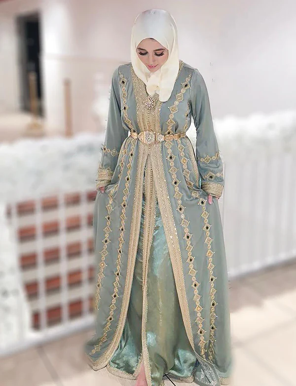 Takchita Bleu Satin Caftan