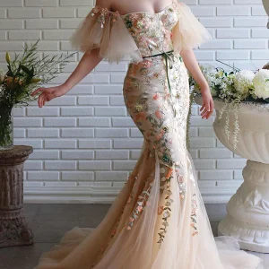 Robe de Soirée Sirène à Fleurs
