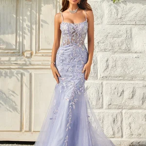 Sirène Violet Robe De Bal Longue Robe De Soirée Dos Nu